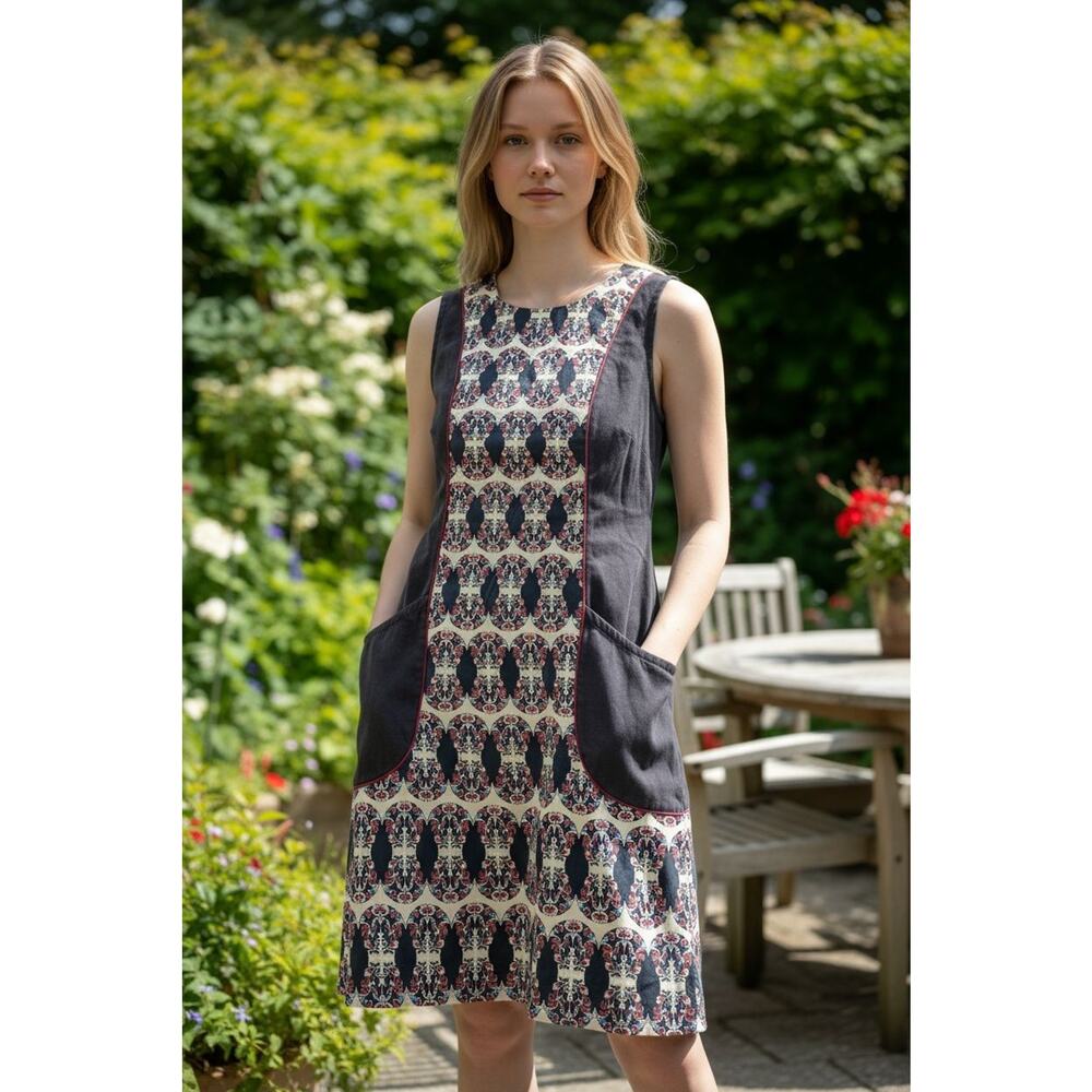 Dress Mata Traders Floral Print Emma A-Line Sleeveless Pockets Small